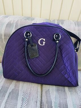 Guess Purple Quilted Overnight Bag Luggage